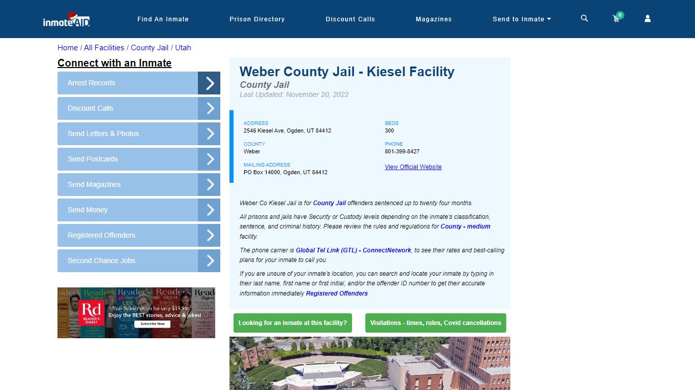 Weber County Jail - Kiesel Facility - Inmate Locator - Ogden, UT